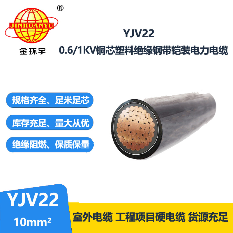 金环宇电线电缆 铜芯 铠装电缆 YJV22-10平方 单芯电力电缆