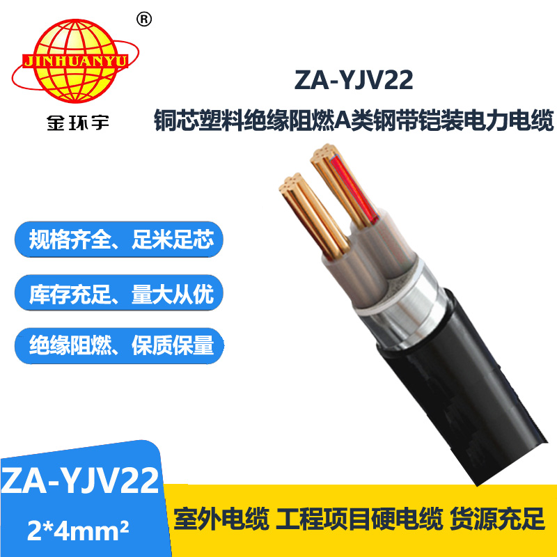 金环宇电缆 ZA-YJV22-2X4平方 阻燃铠装电力电缆 深圳电缆厂