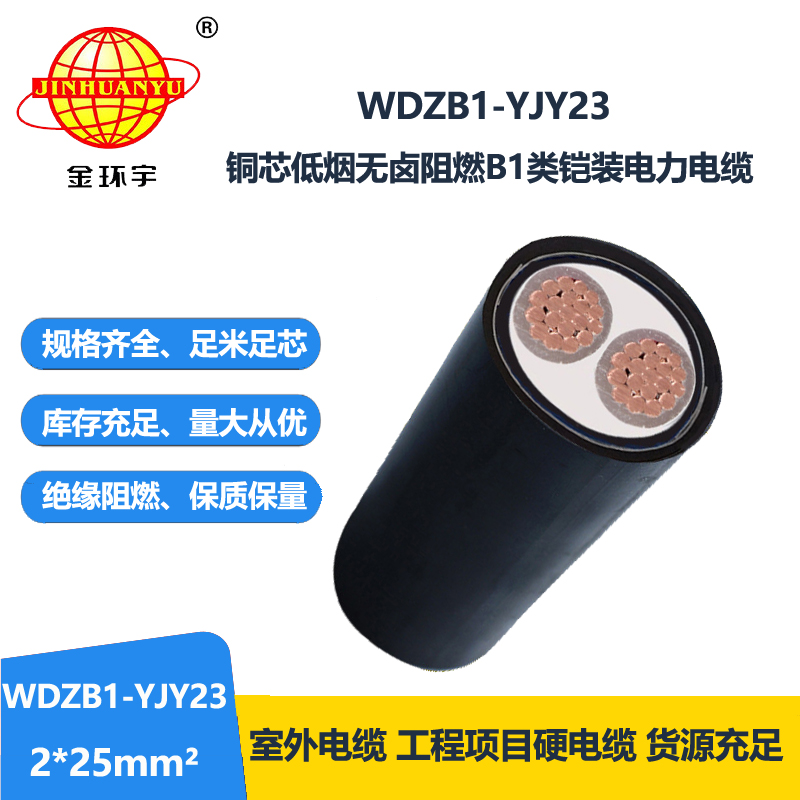 金环宇 WDZB1-YJY23-2X25平方 b1级阻燃低烟无卤电缆 电力电缆