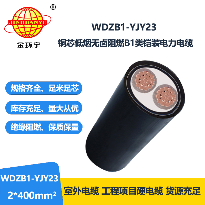 金环宇 低烟无卤铜芯电缆WDZB1-YJY23-2X400平方 b1类阻燃电缆