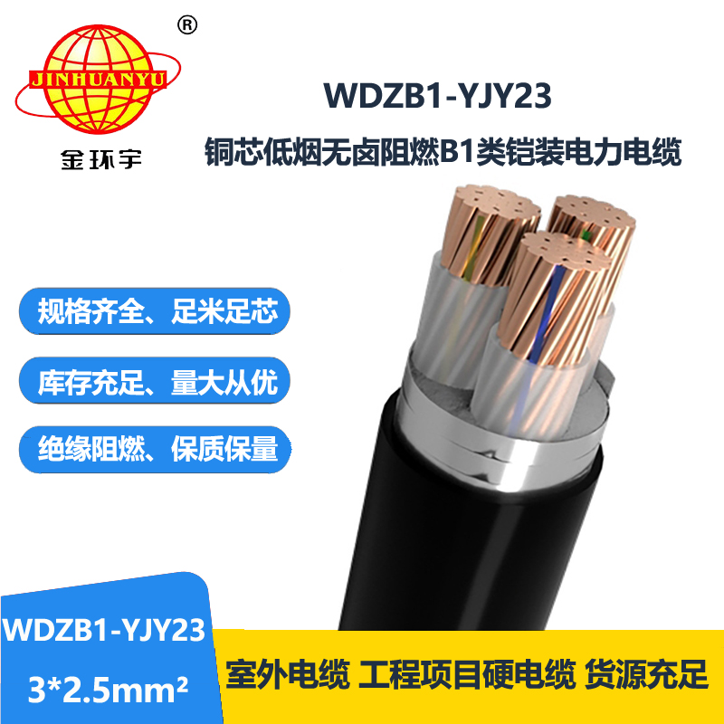 金环宇 WDZB1-YJY23-3X2.5平方铠装电缆 低烟无卤阻燃b1级电缆