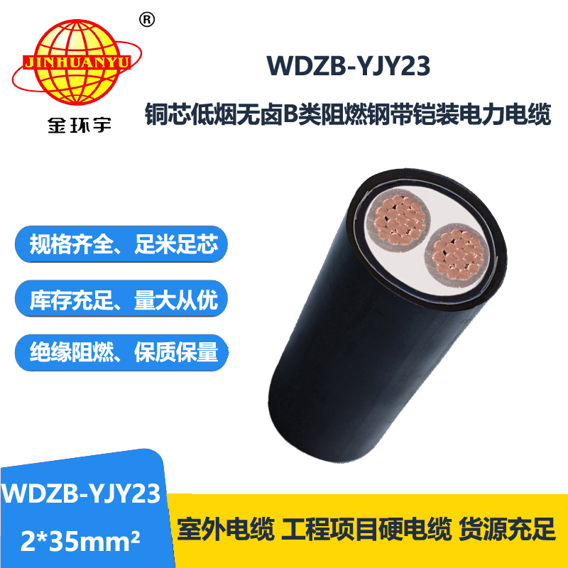 金环宇电缆 WDZB-YJY23-2X35平方 交联低烟无卤电缆 阻燃电力电缆