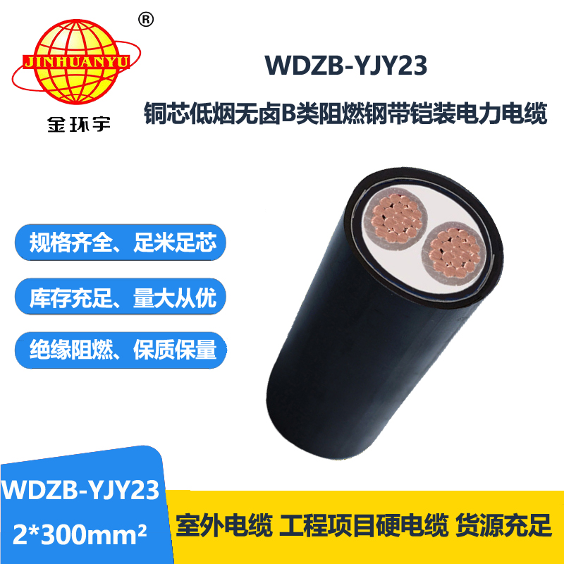 金环宇电缆 WDZB-YJY23-2X300平方 低烟无卤b类阻燃铠装电力电缆